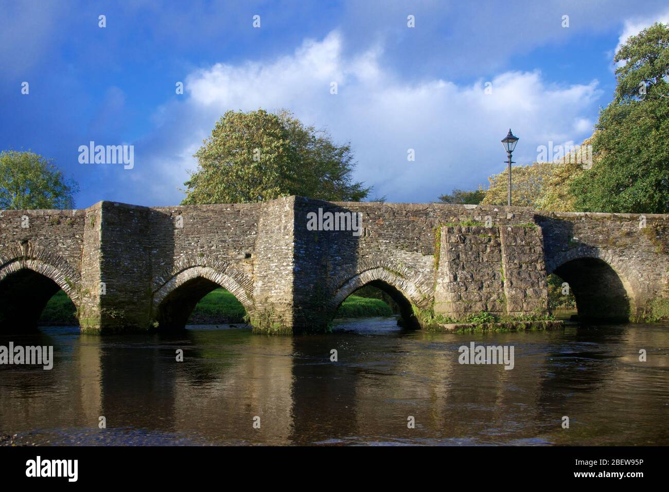 Tudor 14th century stone bridge Fowey River Lostwithiel Cornwall England Stock Photo