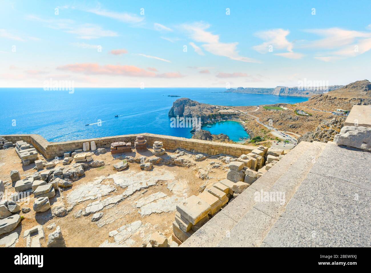 View on the cliffs and the Mediterranean Sea from the Acropolis of
