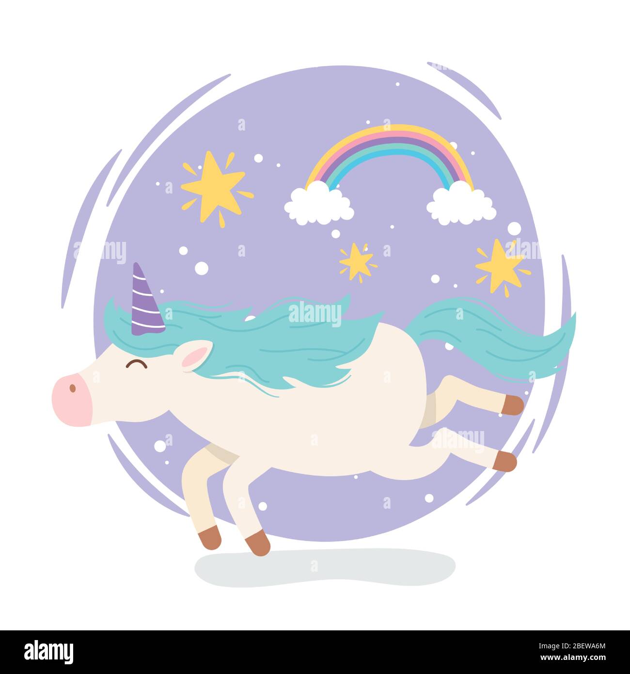 unicorn rainbow stars magical fantasy cartoon cute animal vector ...