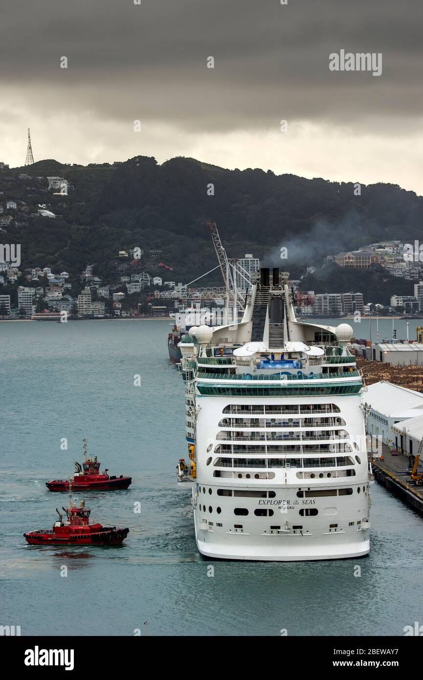 Cruise ship Explorer of the Seas berthing at Wellington, New Zealand Stock Photo Alamy