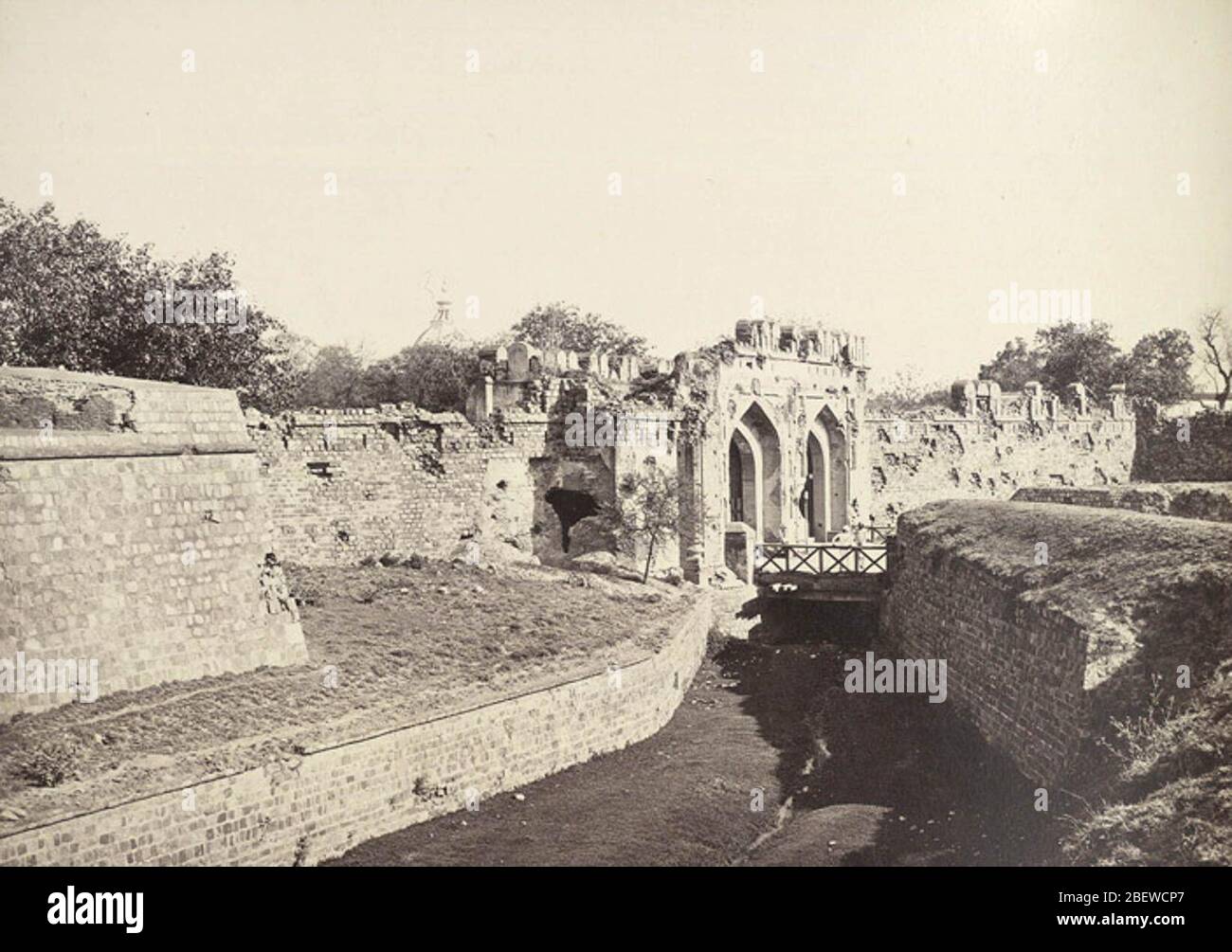 Mortar damage to Kashmiri Gate, Delhi, 1858 Stock Photo