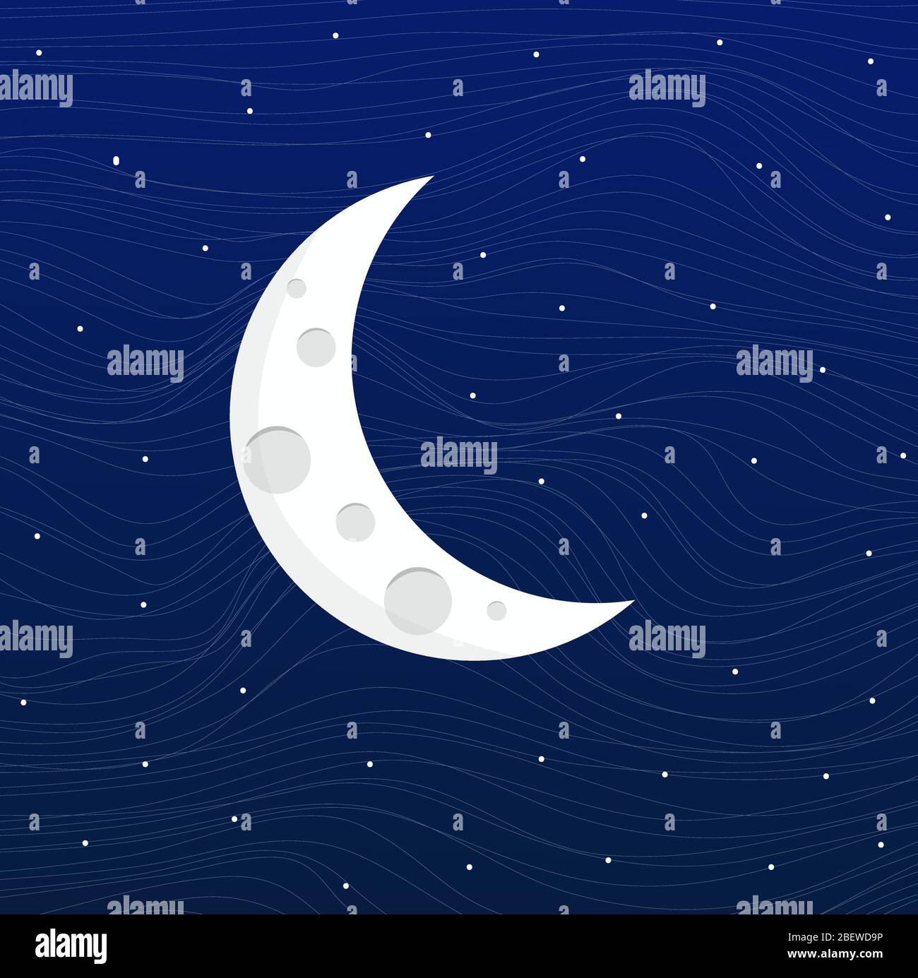 crescent moon in blue night sky beautiful symbol of Islamic ramadhan Stock Vector