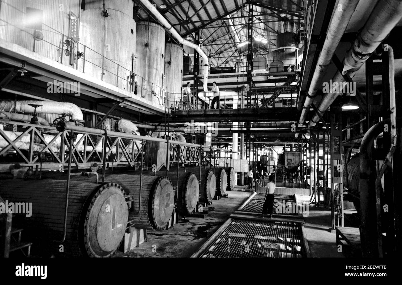 In 1964 the sugar workshop of Guangdong Zhongshan Sugar Factory Stock Photo