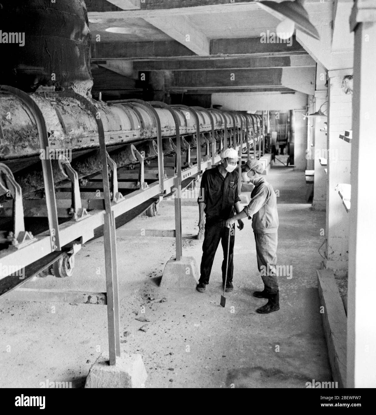 In 1964 the warehouse of Guangdong Zhongshan Sugar Factory Stock Photo