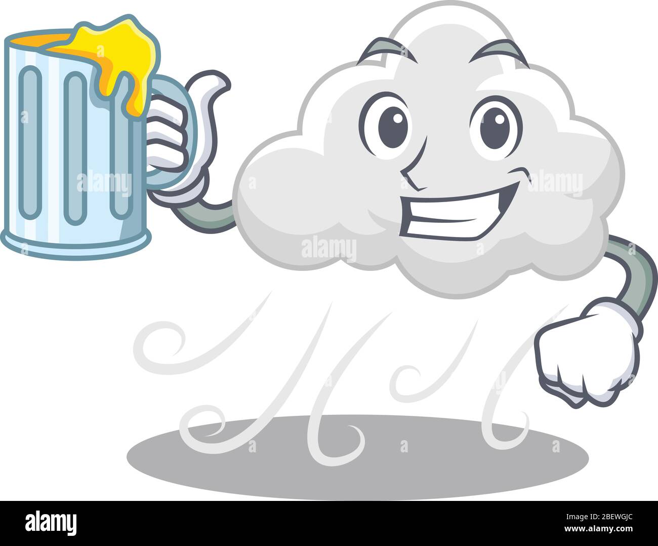 A cartoon concept of cloudy windy rise up a glass of beer Stock Vector