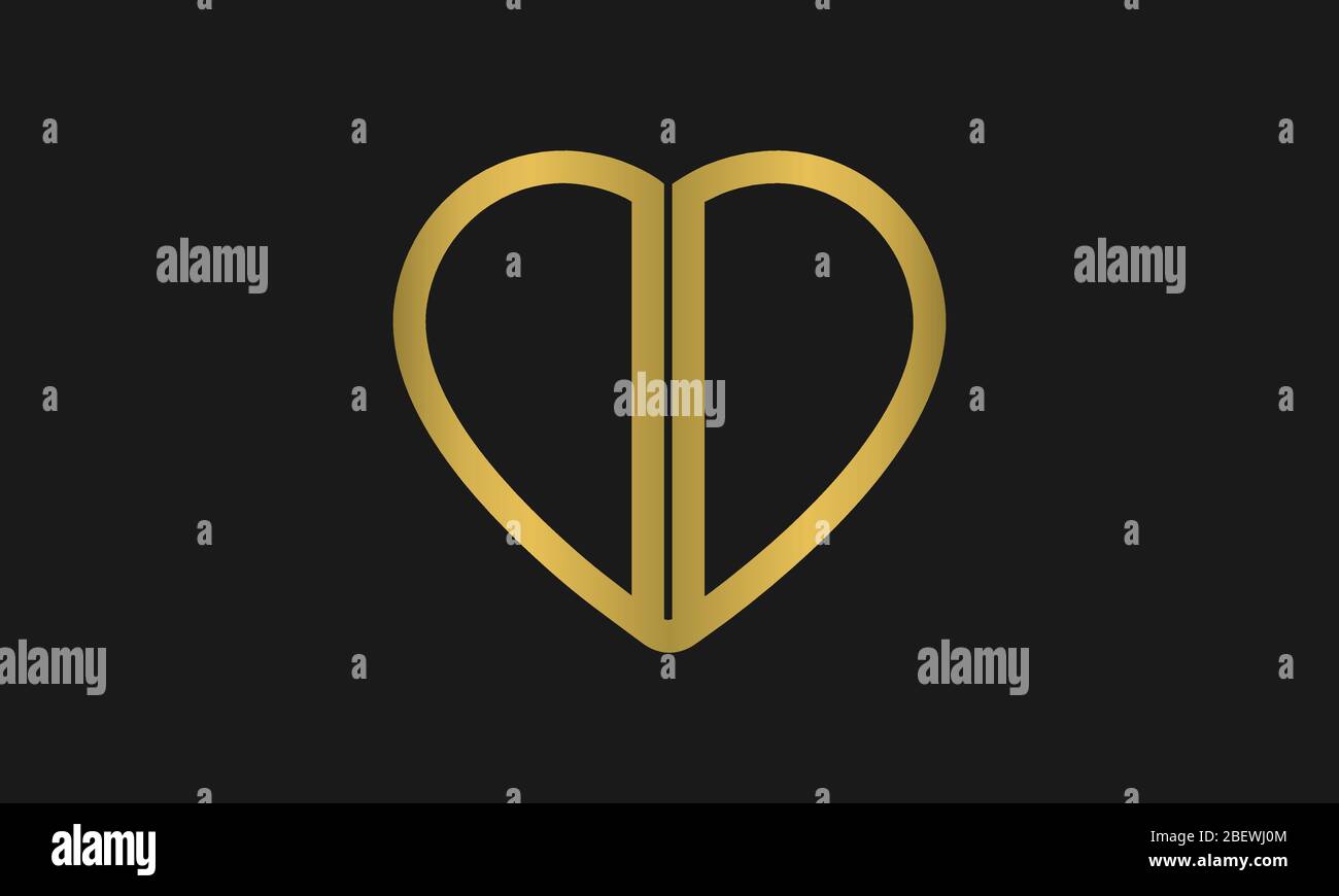 Heart Shaped Letter D or Letter DD Iconic Logo Design, logo design