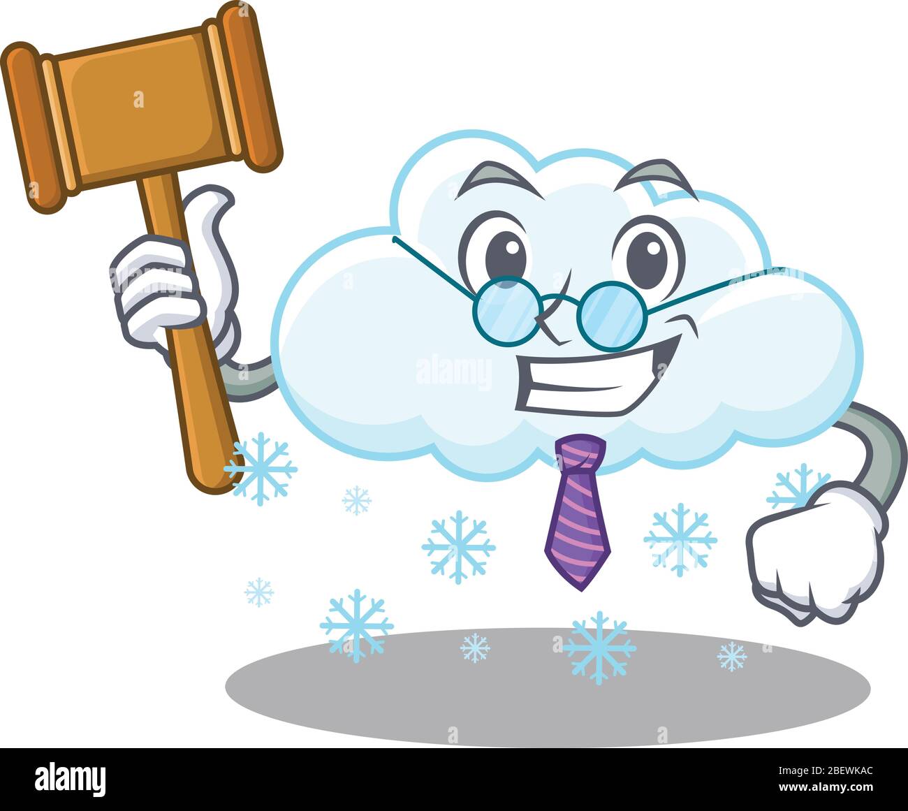 A humble judge of snowy cloud cartoon character design wearing glasses