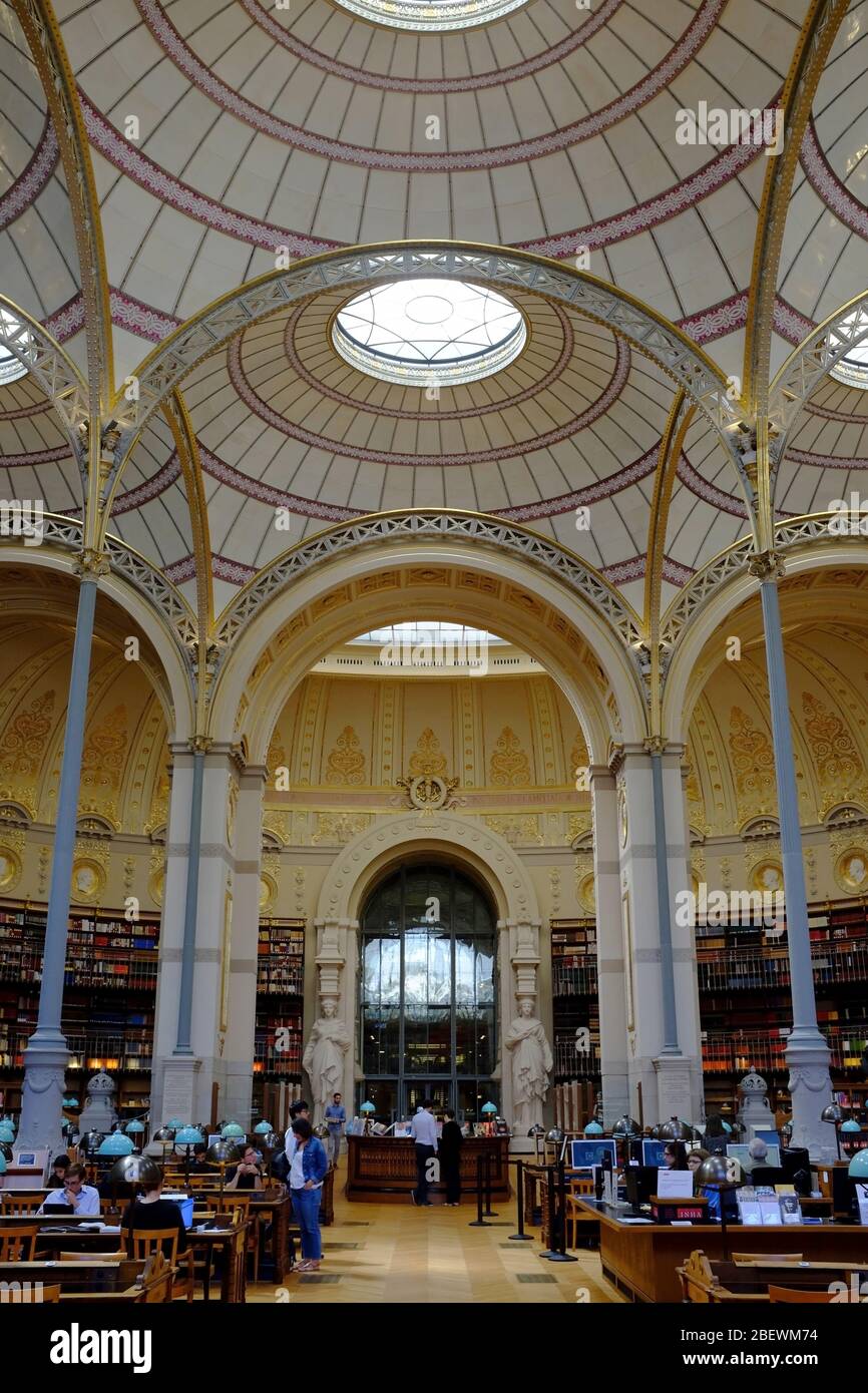 Main reading room of National Library of France, Bibliotheque Nationale de  France.Richelieu Site.Paris.France Stock Photo - Alamy