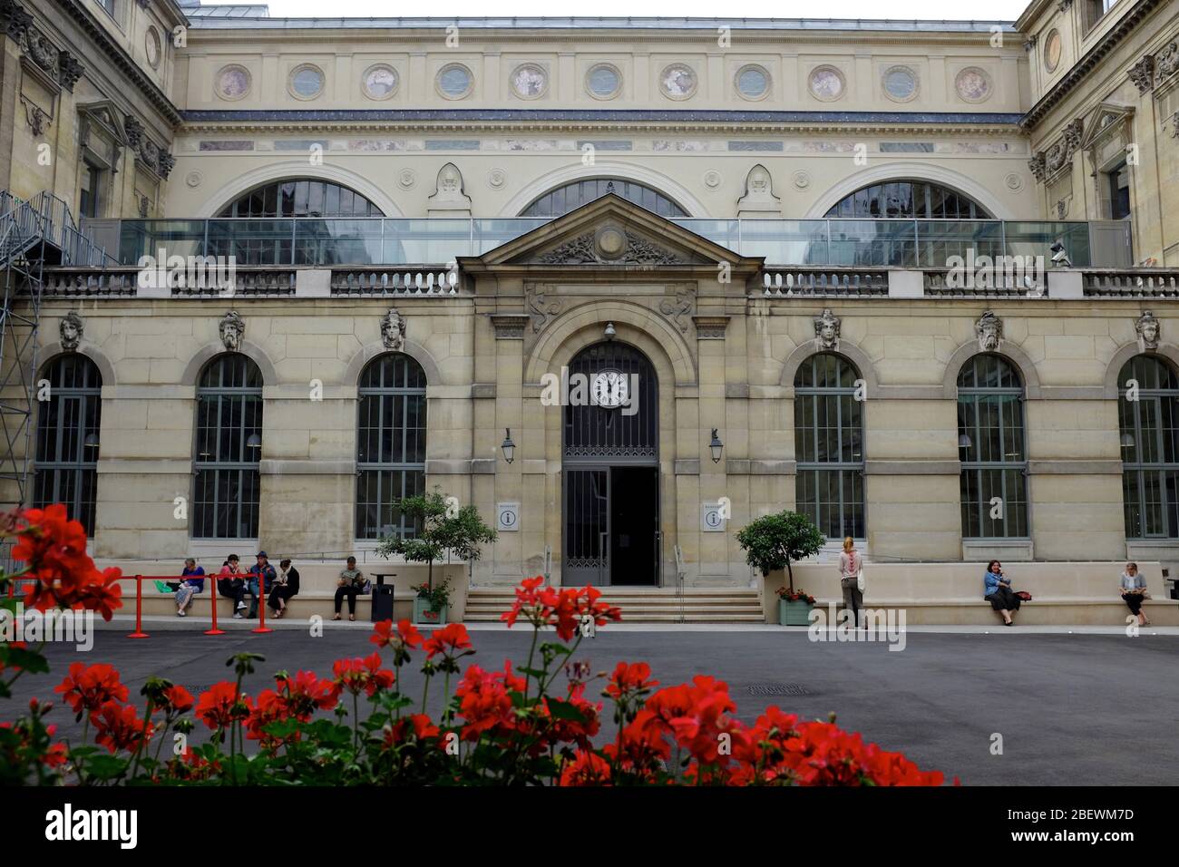 The courtyard with main entrance of National Library of France, Bibliotheque Nationale de France Richelieu Site.Paris.France Stock Photo