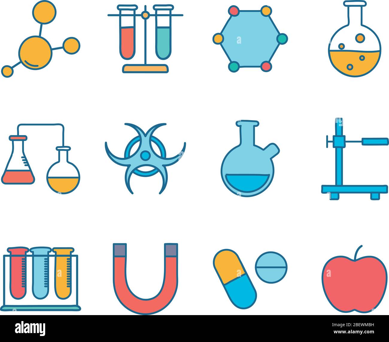Science line and fill style icon set vector design Stock Vector Image ...