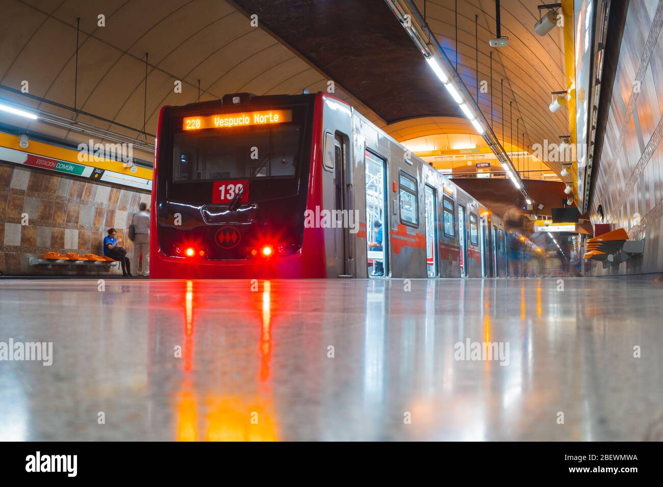SANTIAGO, CHILE FEBRUARY 2020 A Metro de Santiago train in Line 2