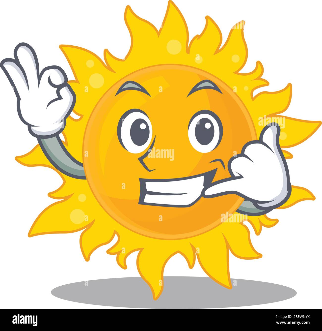 Cartoon design of summer sun with call me funny gesture Stock Vector Image  & Art - Alamy