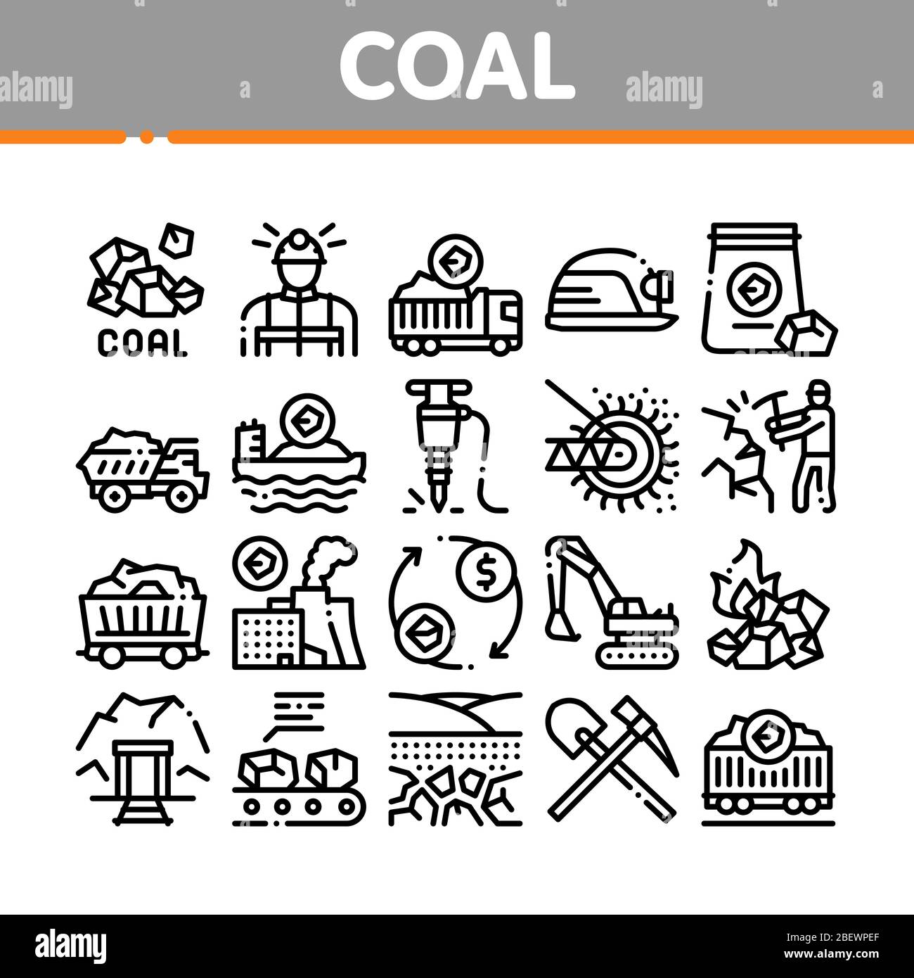 Coal Mining Equipment Collection Icons Set Vector Stock Vector Image ...