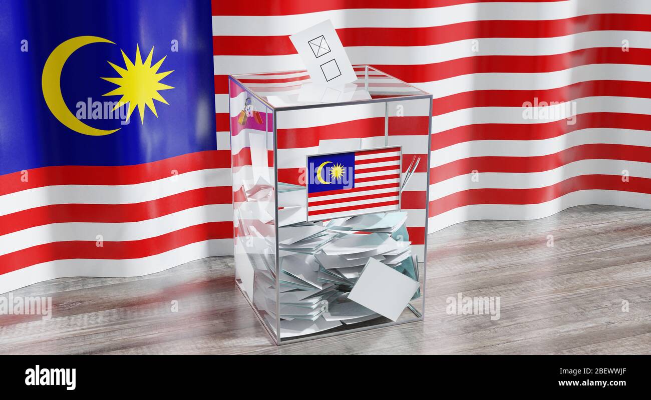 Malaysia - ballot box - voting, election concept - 3D illustration ...