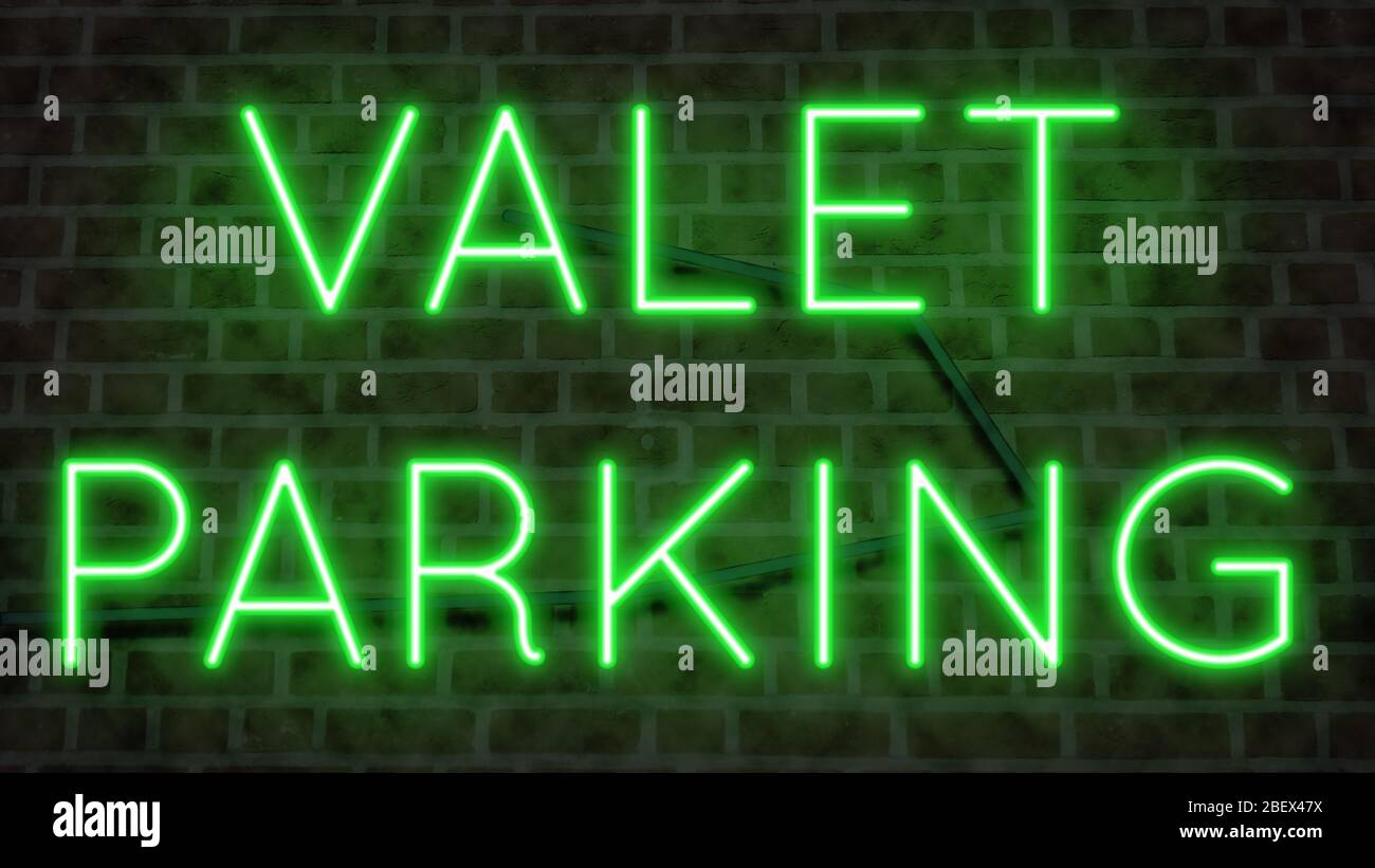 Colorful neon sign for VALET PARKING Stock Photo - Alamy