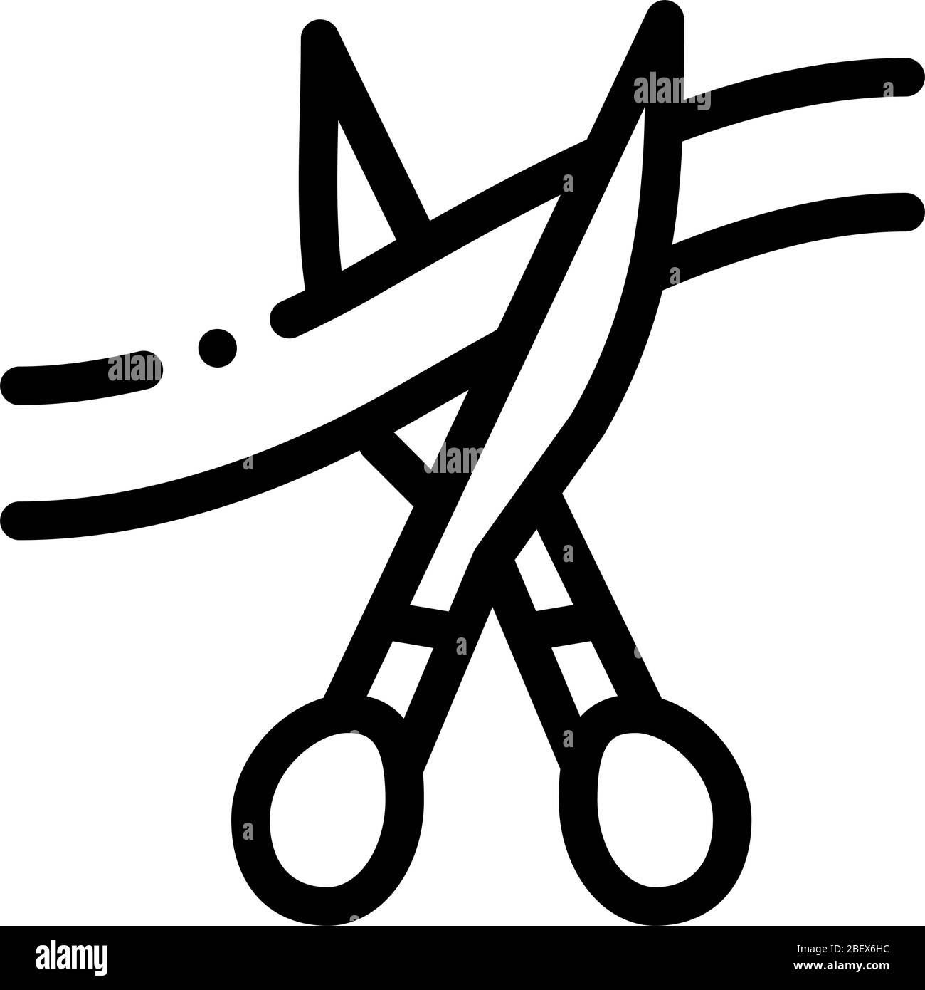 scissors cut ribbon icon vector outline illustration Stock Vector Image