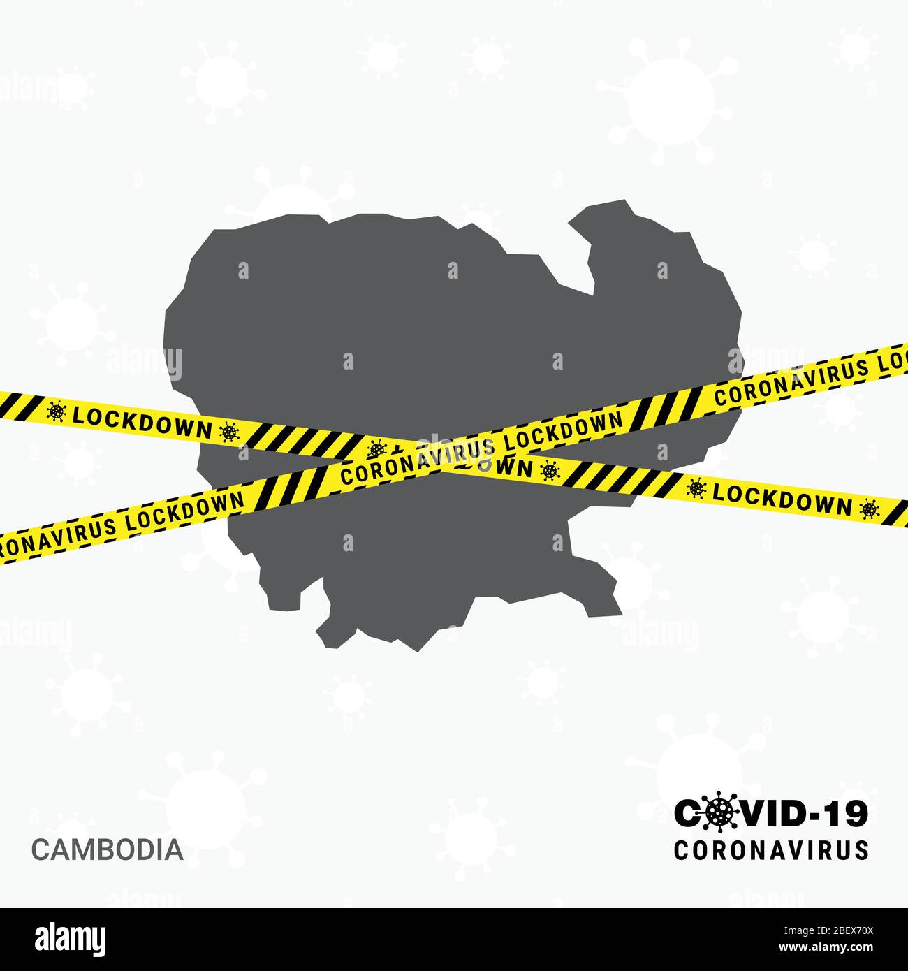 Cambodiacountry map Lockdown template for Coronavirus pandemic for stop virus transmission. COVID 19 Awareness Template Stock Vector