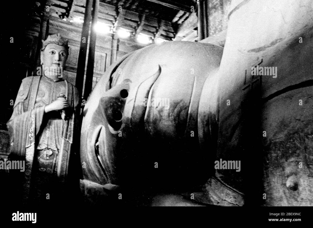 In September 1962 the reclining Buddha in Zhangye Hongren Temple Gansu Stock Photo