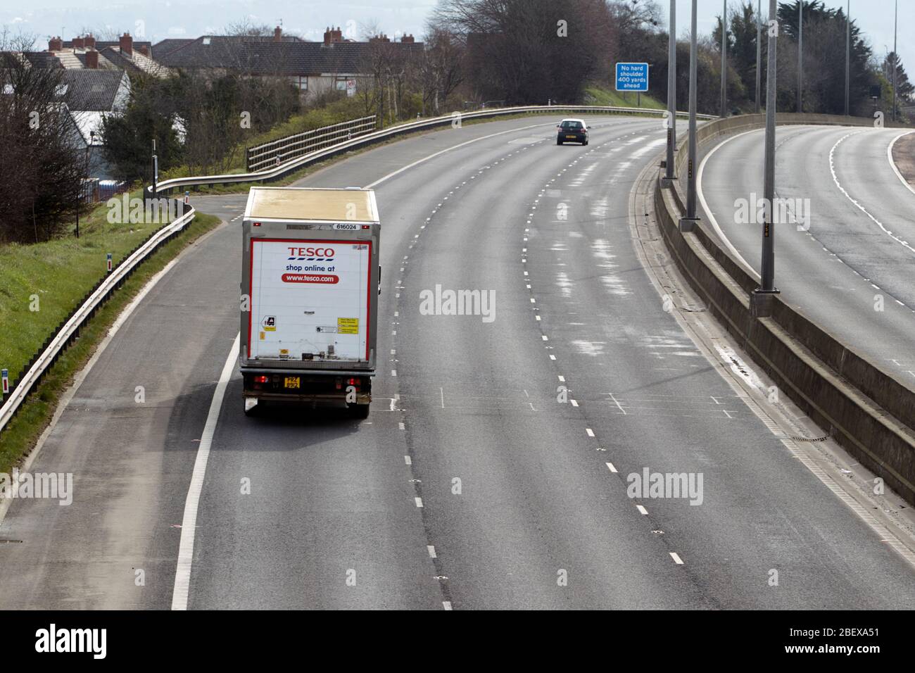 tesco supermarket distribution truck on almost empty m2 motorway during