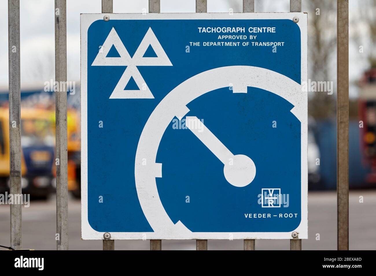 sign for tachograph centre approved by the department of transport Newtownabbey Northern Ireland UK Stock Photo