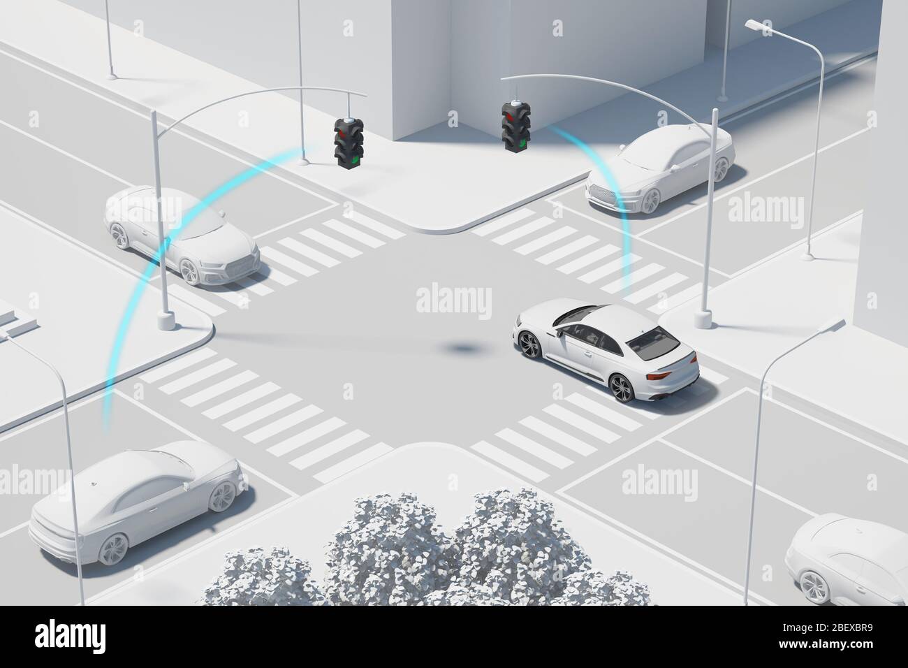 3D smart car safety system on the road 012 Stock Photo Alamy
