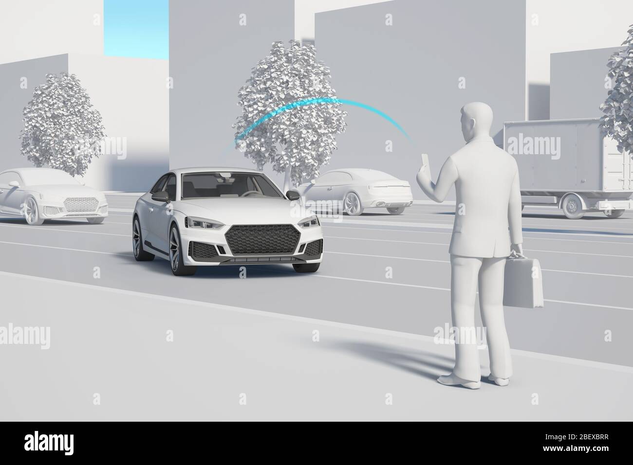 3D smart car safety system on the road 009 Stock Photo Alamy