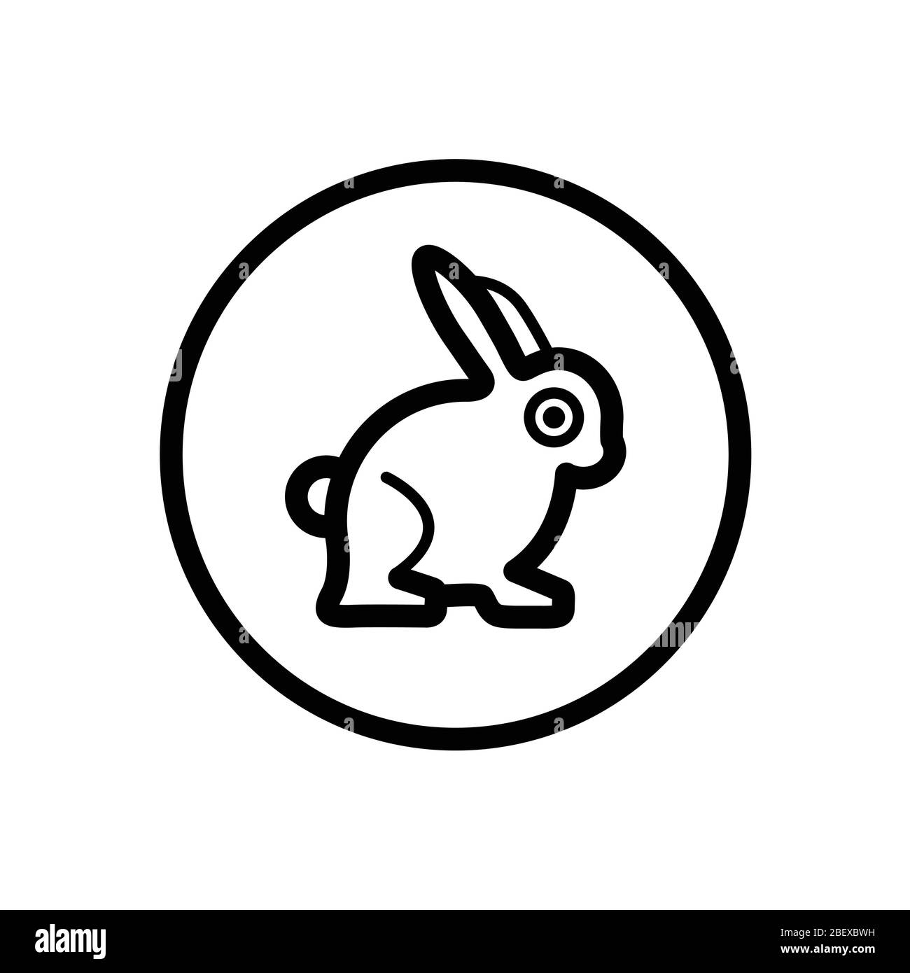 Rabbit. Outline icon in a circle. Isolated animal vector illustration ...