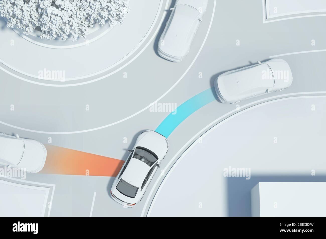 3D smart car safety system on the road 006 Stock Photo Alamy