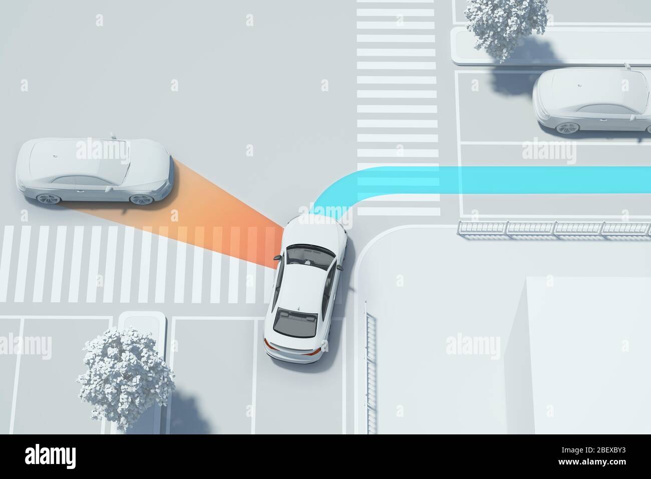 3D smart car safety system on the road 005 Stock Photo Alamy