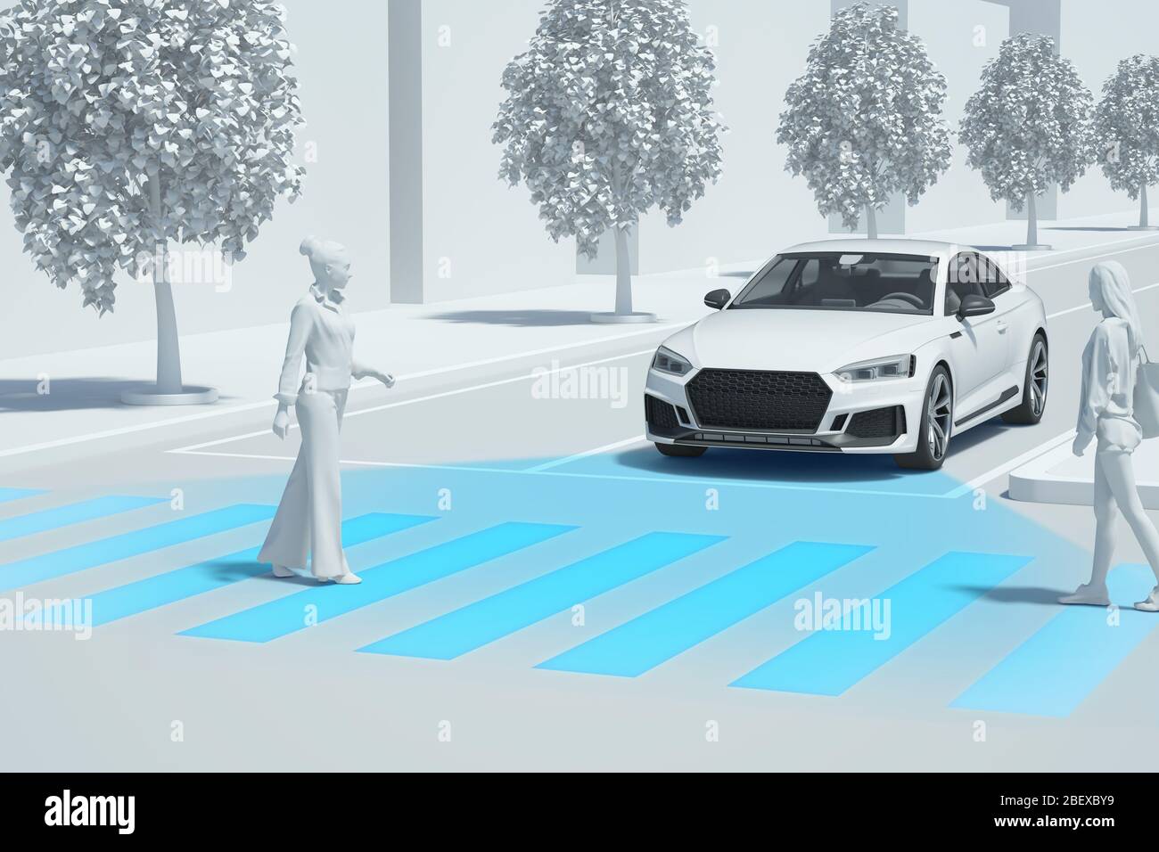 3D smart car safety system on the road 004 Stock Photo Alamy