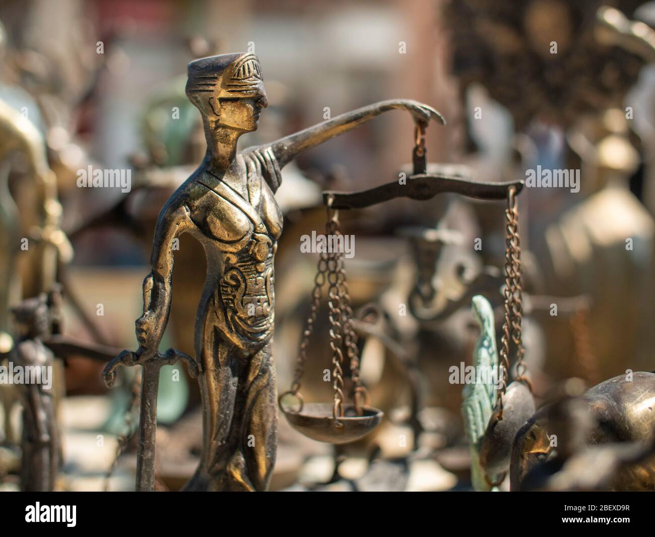 bronze figurine of blind justice with scales Stock Photo Alamy