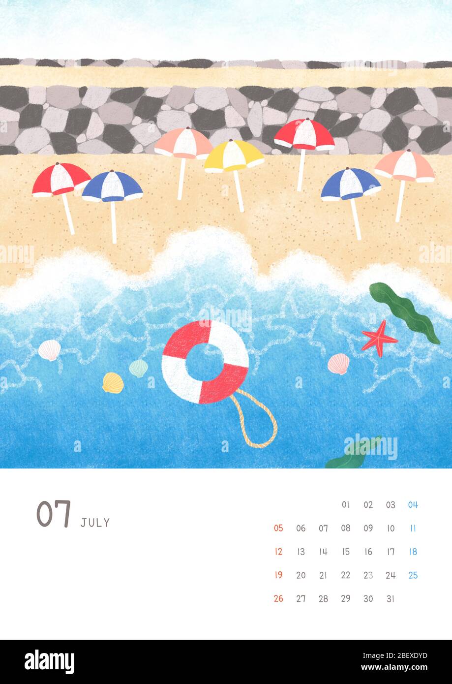 Monthly calendar template with seasonal landscape illustration. 007 ...