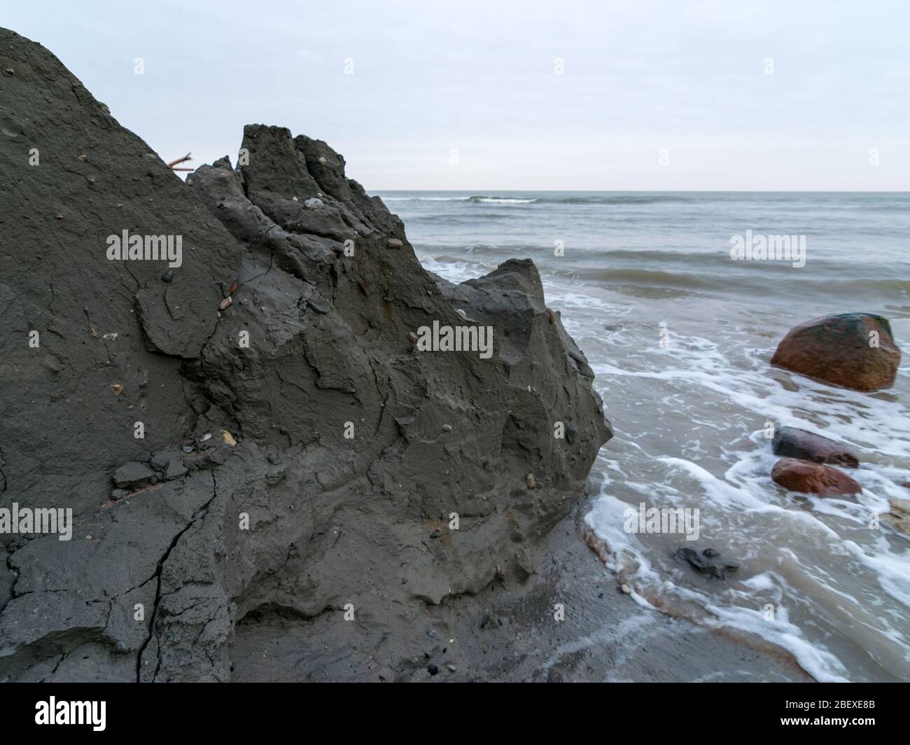 sea landscape. steep shore under the influence of rain and wind, Labrags, Kurzeme seaside, Latvia Stock Photo