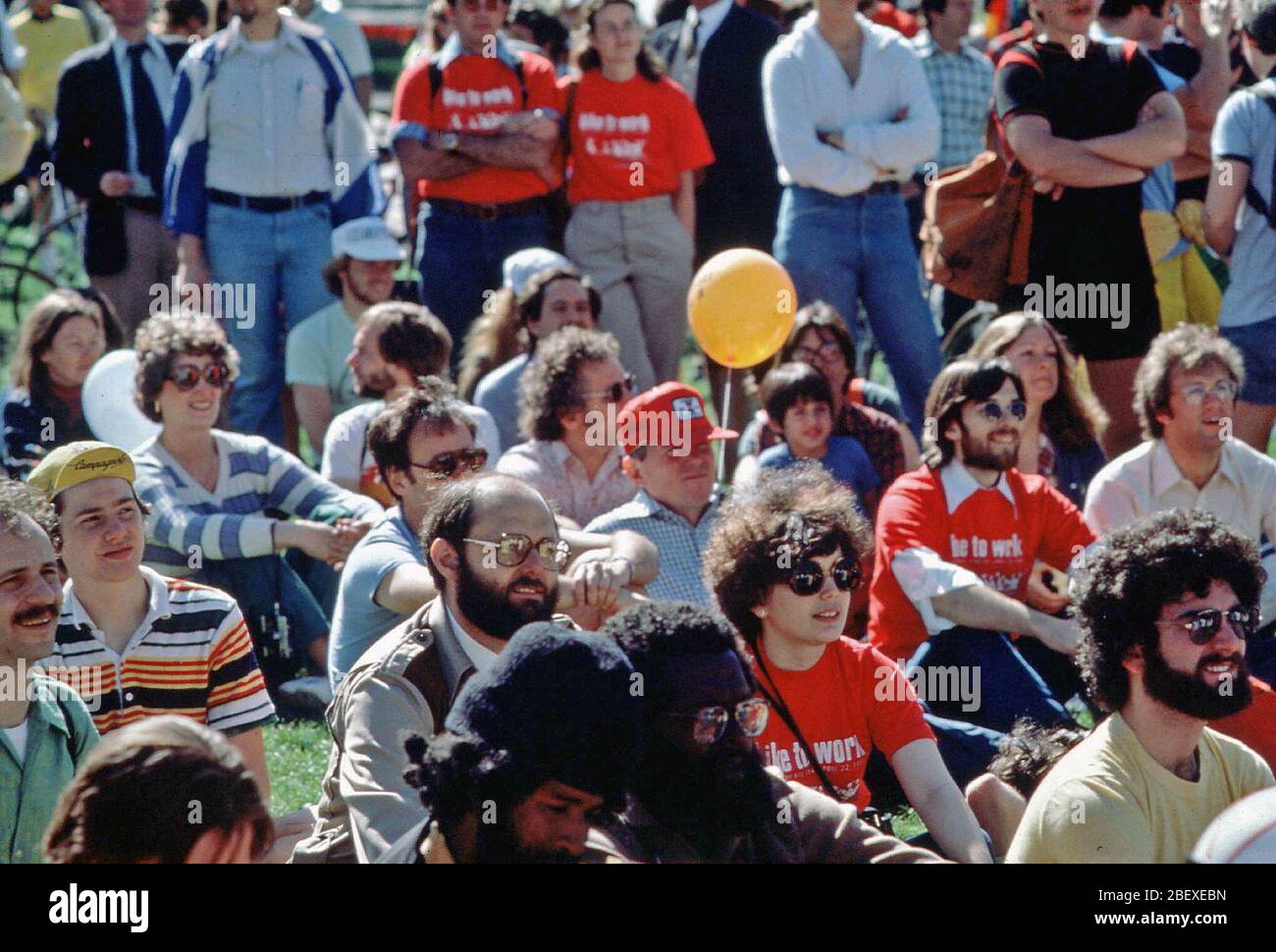 Crowd of people at public gathering ca. 1996 Stock Photo