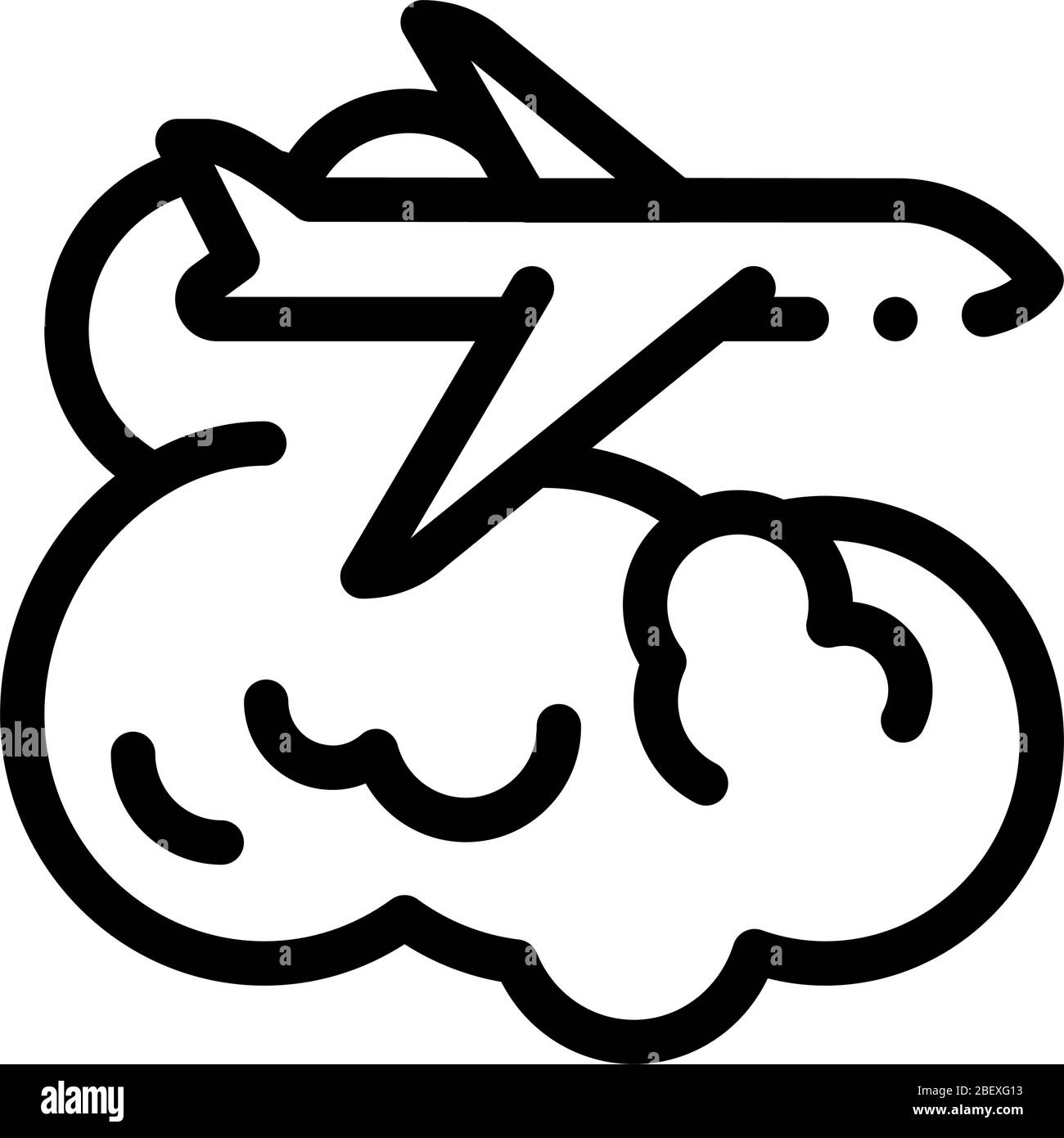 plane flies in clouds icon vector outline illustration Stock Vector