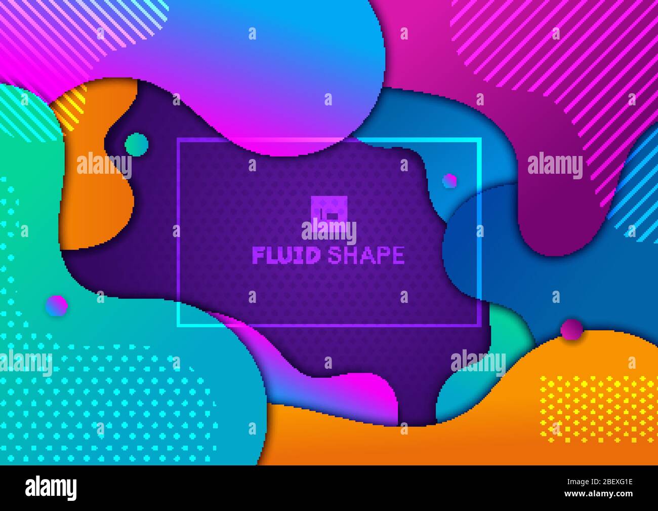 Abstract trendy fluid gradient shape vibrant color and circle elements ...