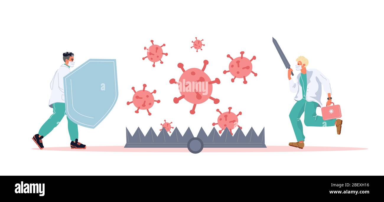 Doctor fighting virus infection disease campaign Stock Vector Image