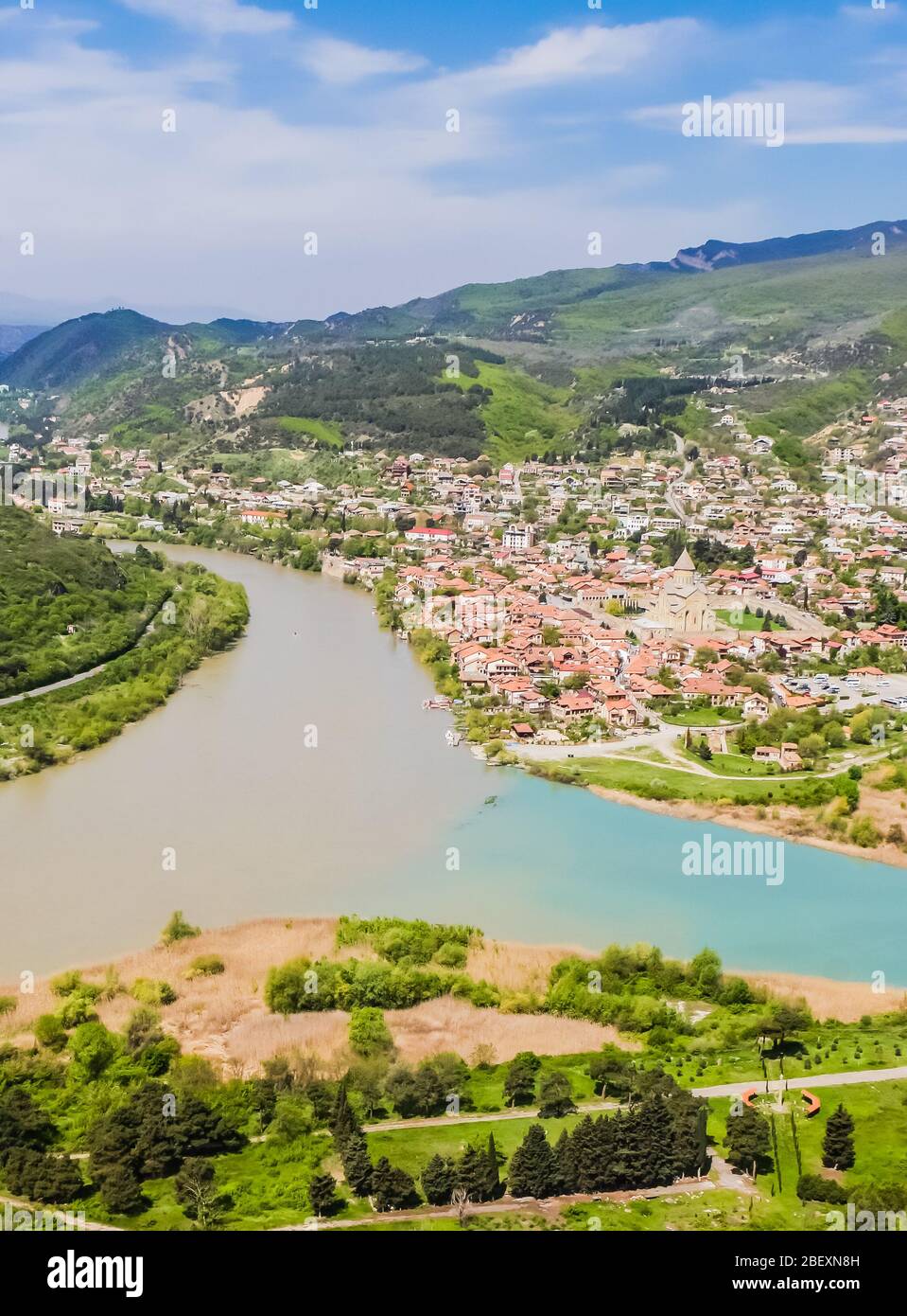 Mtskheta Bridge Mtskheta located at the meeting of Kura and Aragvi rivers. Unesco town ...