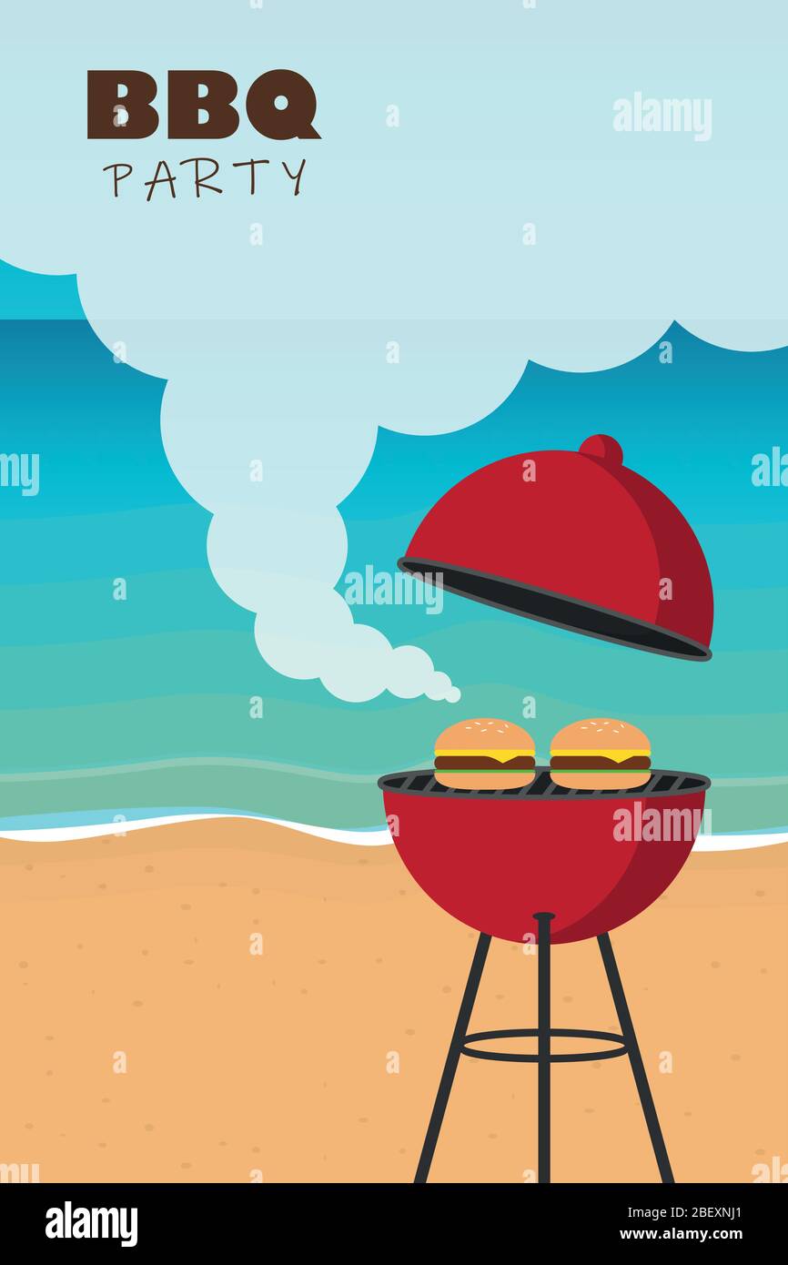 summer time barbeque on the beach vector illustration EPS10 Stock Vector