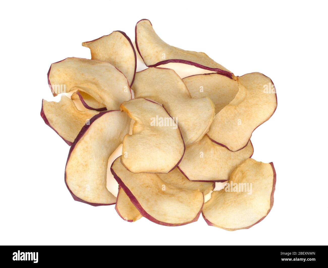 dried apples, apple chips on white background Stock Photo