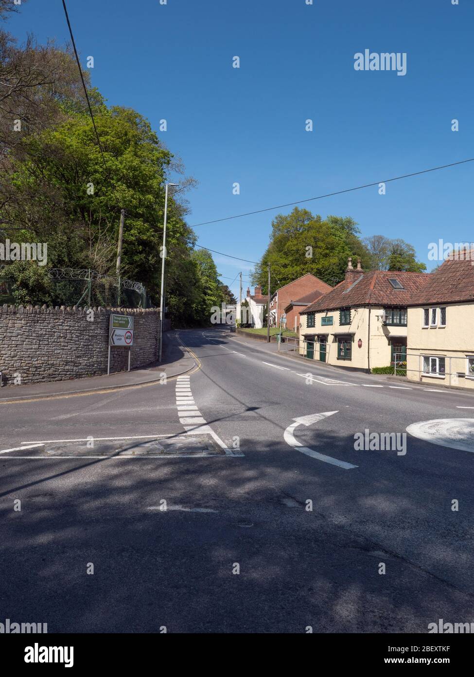 Deserted roads at a, normally busy junction on the A350 at Chalford, Westbury, Wiltshire, UK. During COVID-19 pandemic. Stock Photo