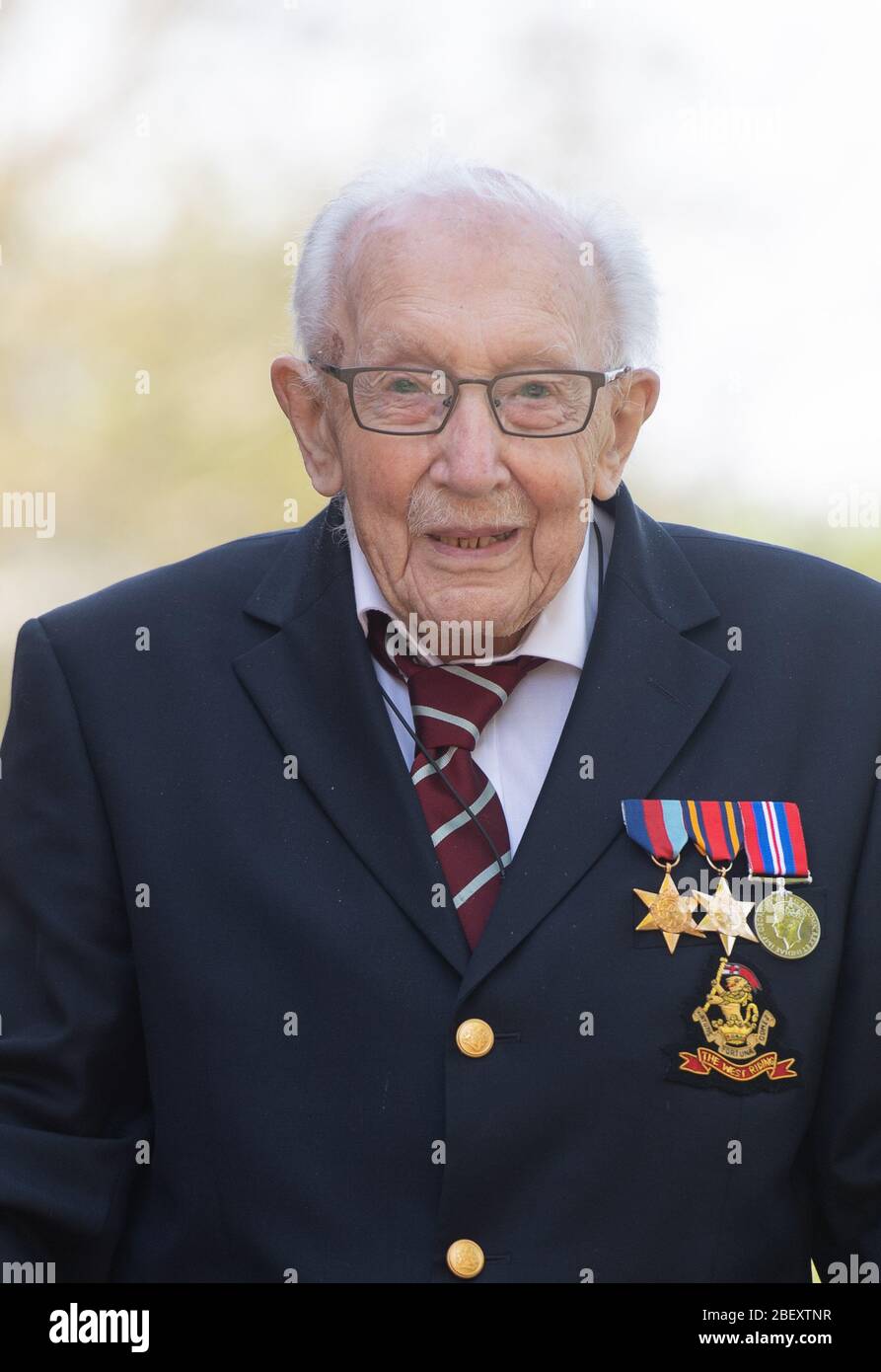 99yearold war veteran Captain Tom Moore at his home in Marston Moretaine, Bedfordshire, after 99yearold war veteran Captain Tom Moore at his home in Marston Moretaine, Bedfordshire, after