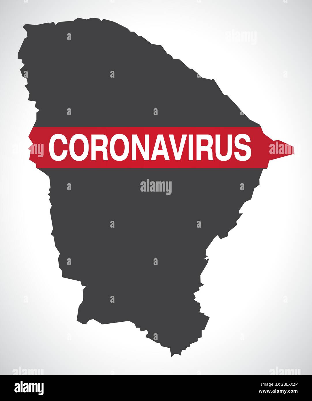 Ceara BRAZIL map with Coronavirus warning illustration Stock Vector