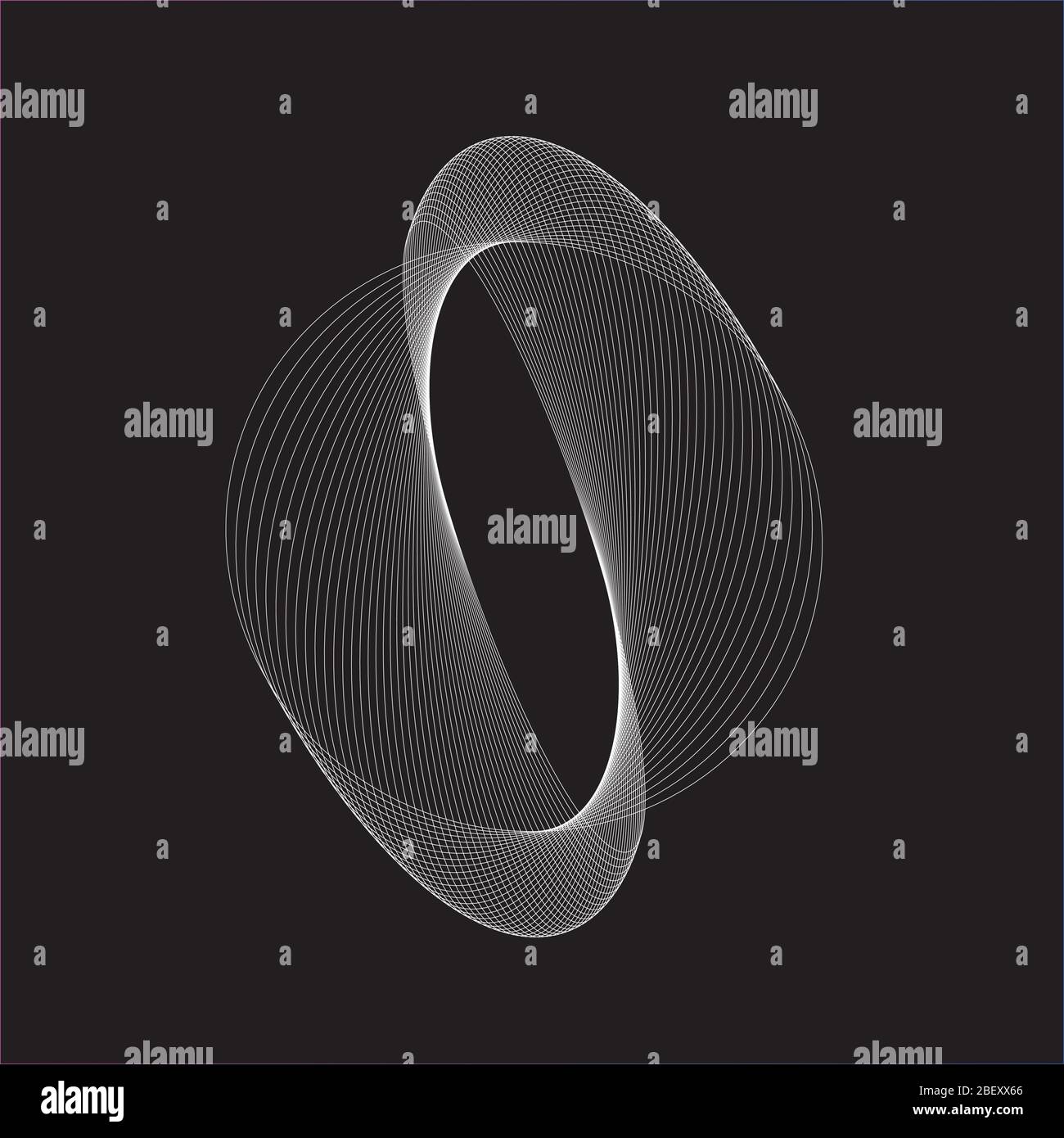 White oval, dynamic  shape on black background Stock Vector