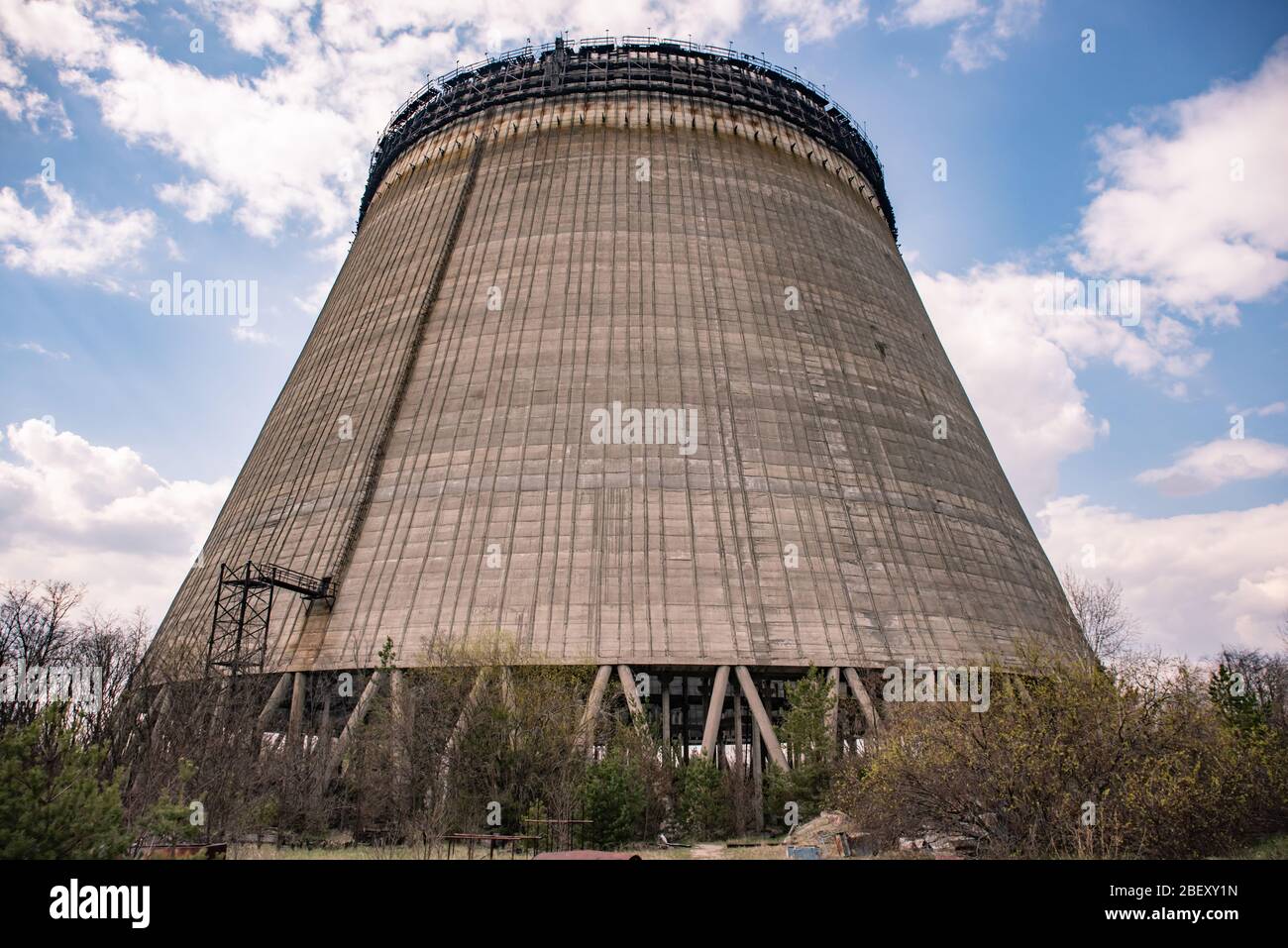 Cooling tower of the fifth nuclear power unit of Chernobyl power plant station Stock Photo