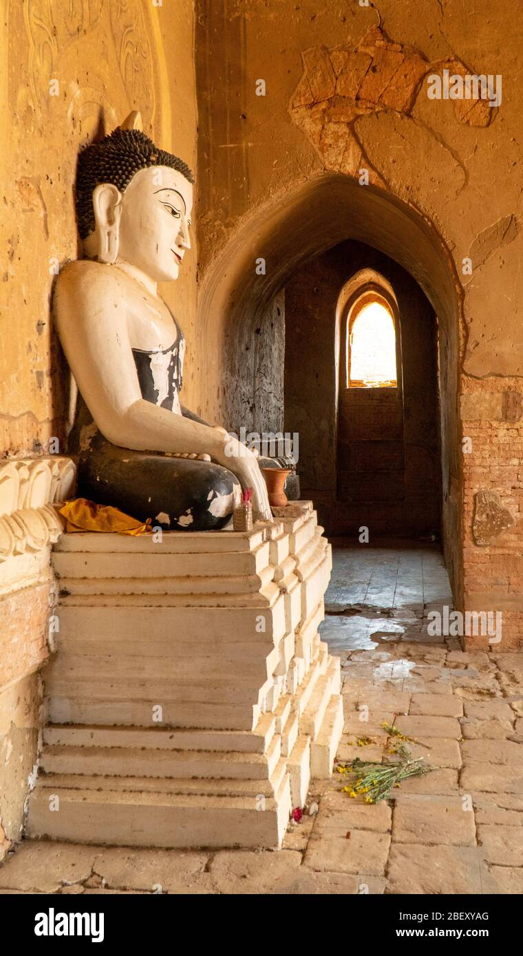 Buddha Statue entrance of temple in Bagan, Myanmar. formerly Pagan