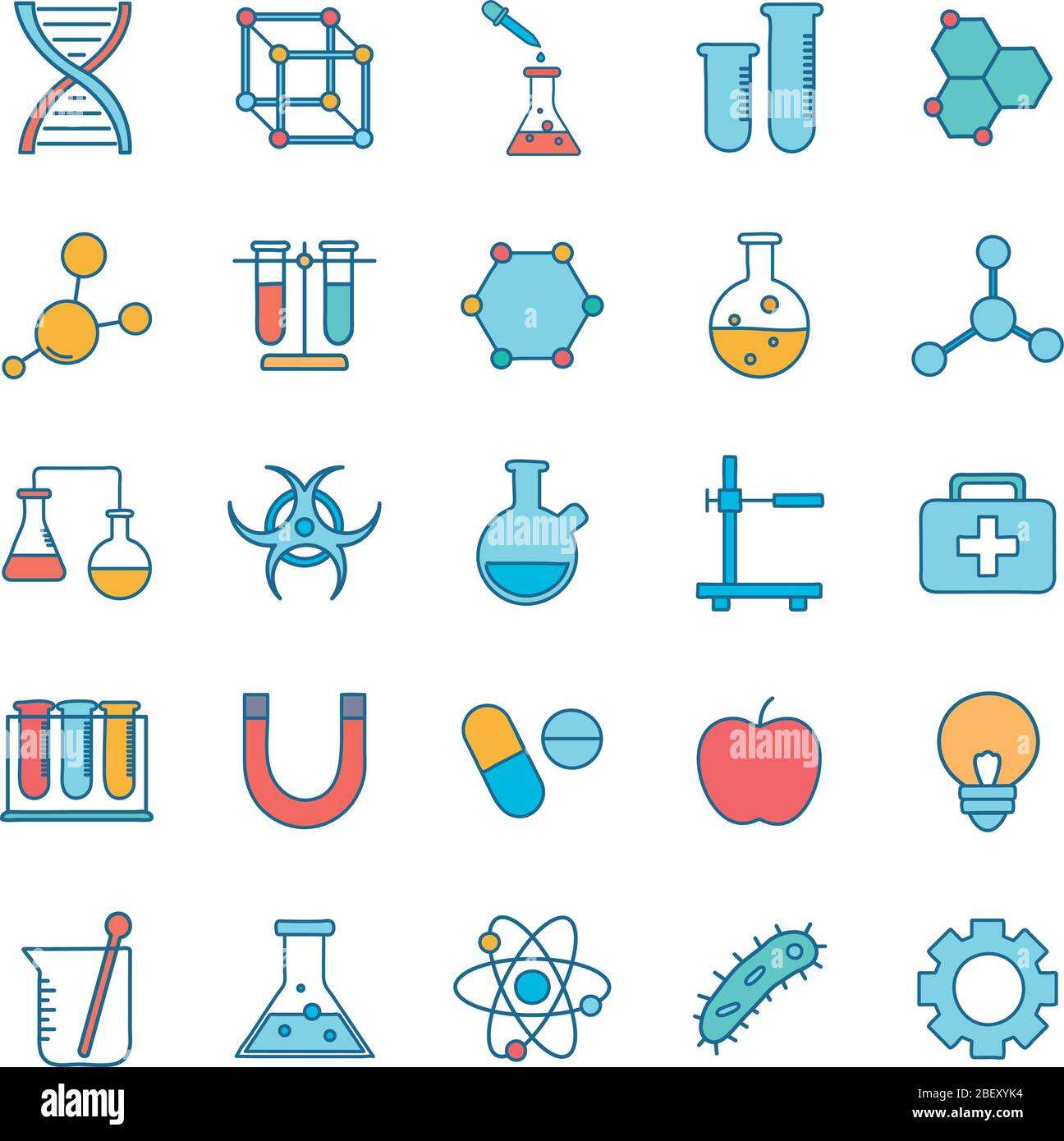 Science line and fill style icon set vector design Stock Vector Image ...