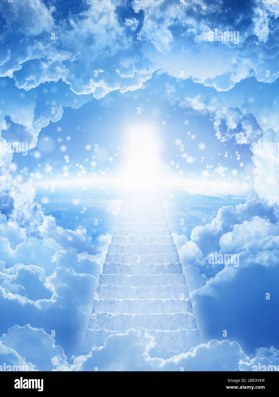 Beautiful religious background - stairs to heaven, bright light