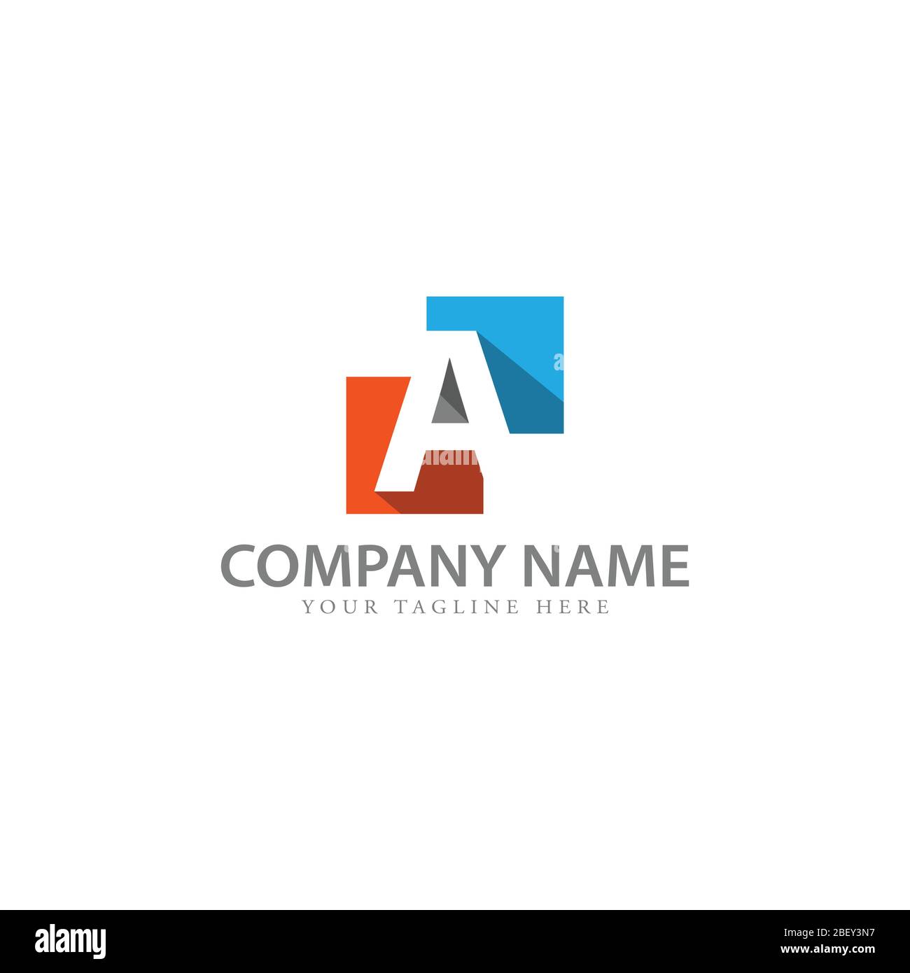 Initial letter A negative space style design with square shape background logo vector template Stock Vector