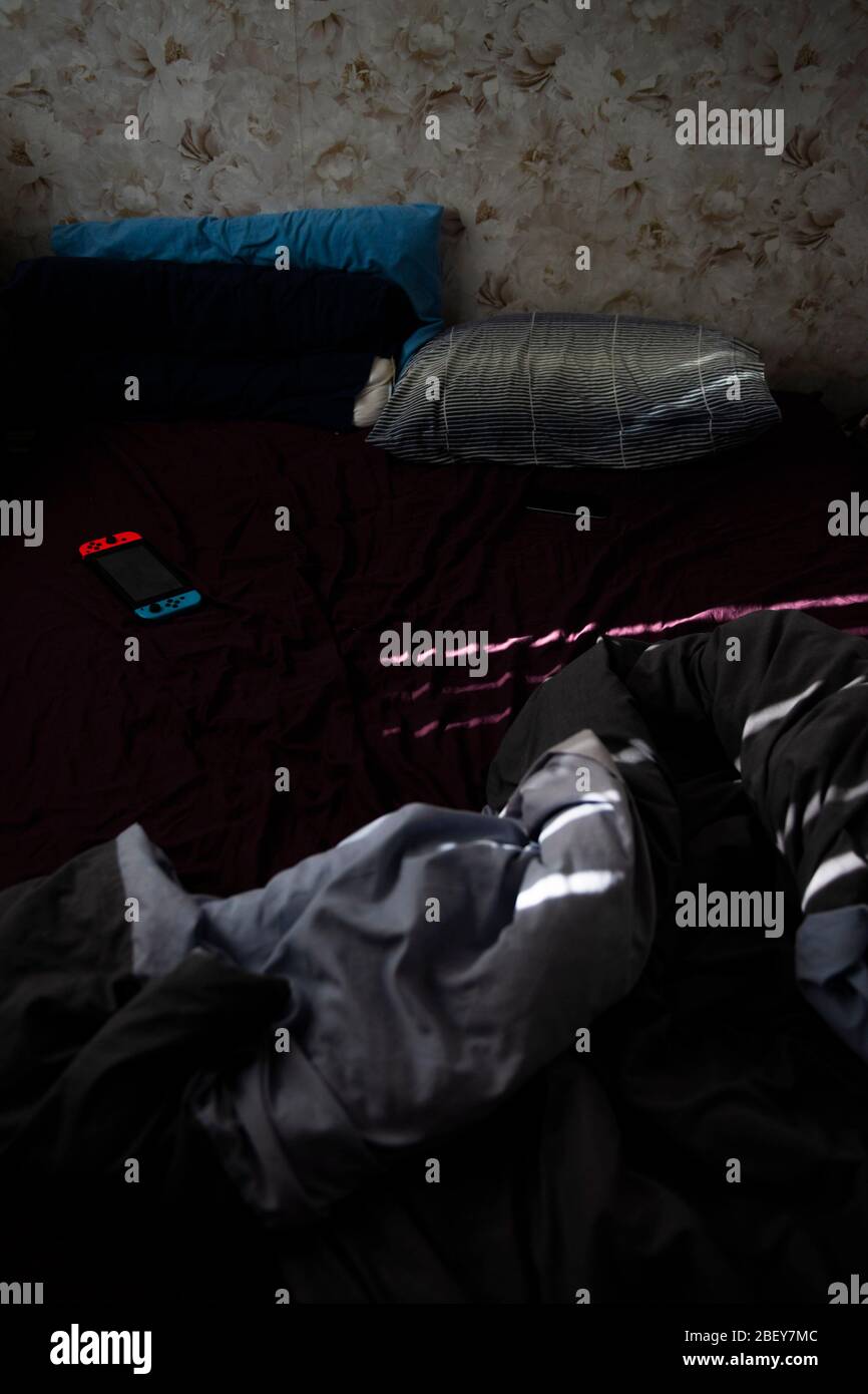 Messy bed during lockdown Stock Photo Alamy
